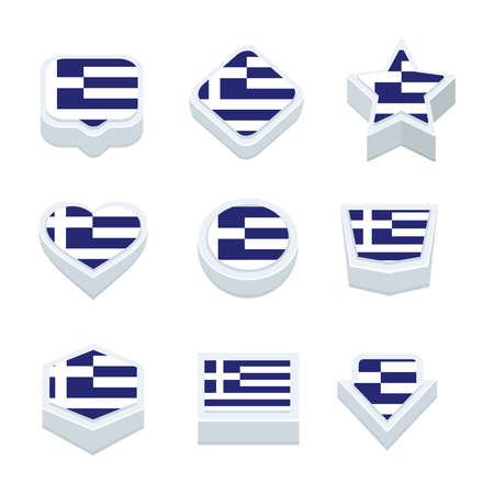 greece flags icons and button set nine stylesのイラスト素材