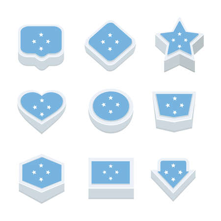micronesia flags icons and button set nine stylesのイラスト素材