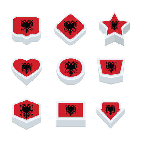 albania flags icons and button set nine stylesのイラスト素材