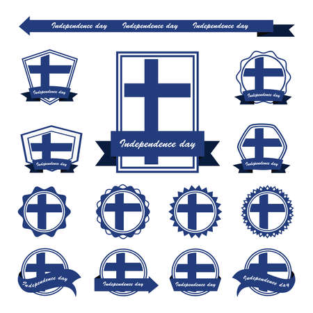 Label finland independence day flags infographic designのイラスト素材
