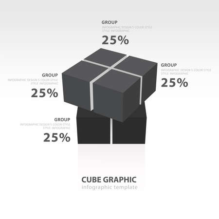 swivel cube infographic template  black color balanceのイラスト素材