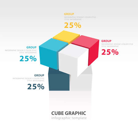 swivel cube infographic template  4 colorのイラスト素材