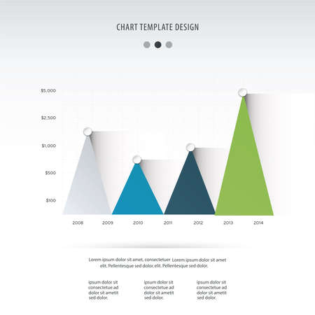 Timetable chart with three graphs showing development over years vector illustration.のイラスト素材