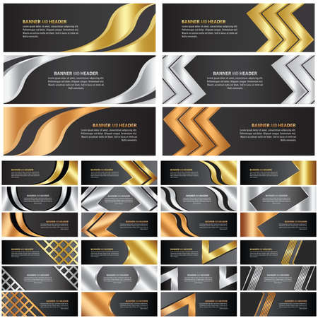 abstract gold, silver and bronze banner setのイラスト素材