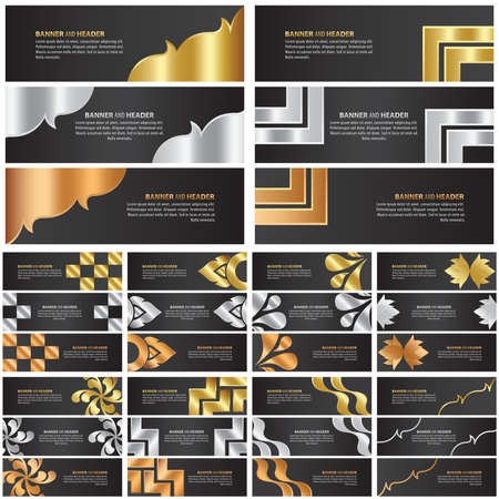 abstract gold, silver and bronze banner template design setのイラスト素材