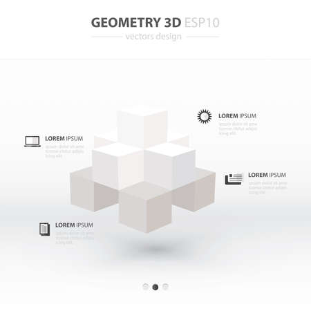 Geometry Abstract 3D Infographic And Icons Design white Color Style.のイラスト素材