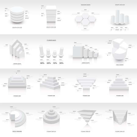 White infographic 3d Graph template Vectorのイラスト素材