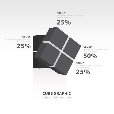 rotate cube infographic template  black color balanceのイラスト素材