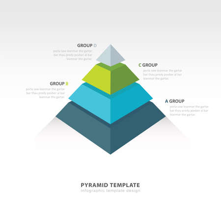 pyramid  infographic template 4 colorのイラスト素材