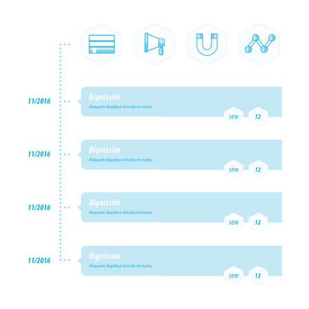 design timeline template blue styleのイラスト素材