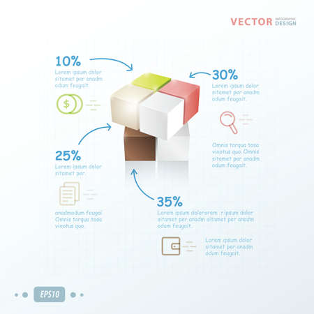template 3D Cube infographicのイラスト素材