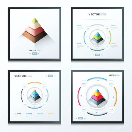 pyramid infographic setのイラスト素材