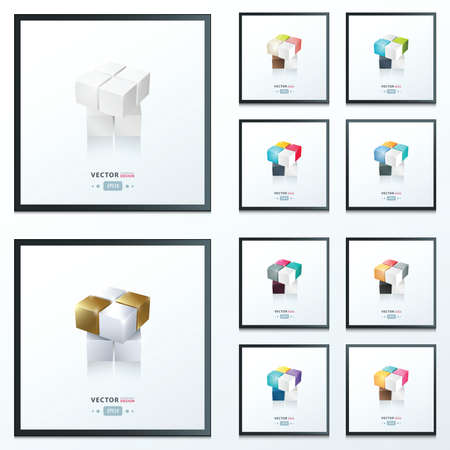 3D Cube abstract design 10 color styleのイラスト素材