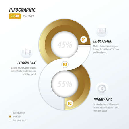 eight circle infographic Golden colorのイラスト素材