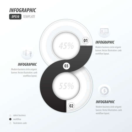 eight circle infographic 2 color black and Whiteのイラスト素材