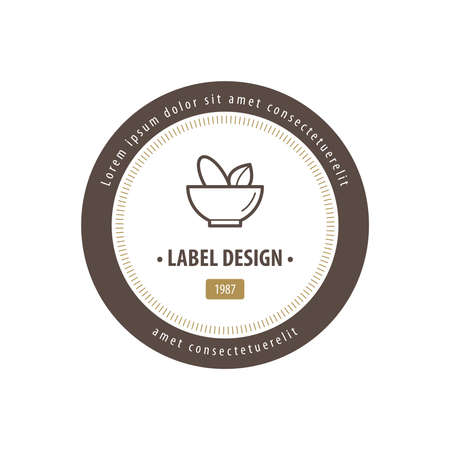 Mortar and pestle Label Design brown colorのイラスト素材