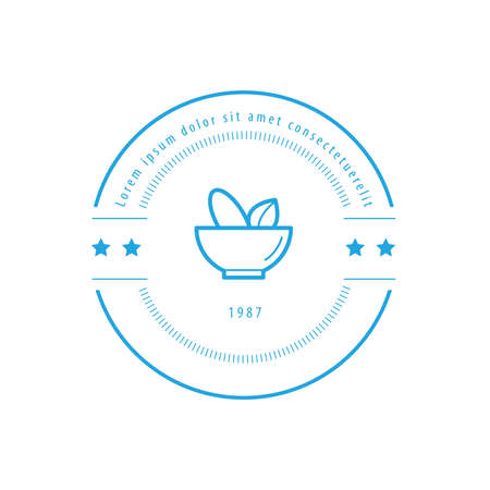 Mortar and pestle Label Design blue colorのイラスト素材