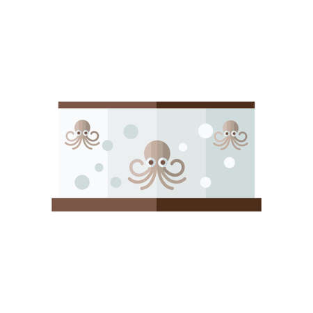 Brown Squid in fish tankのイラスト素材