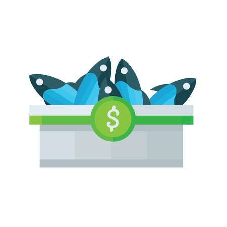 blue fish on tray Vectorのイラスト素材