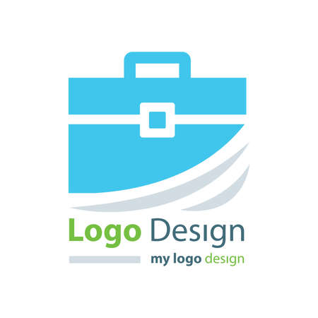 logo design bag blue colorのイラスト素材