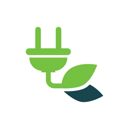 plug and leaf icon greenのイラスト素材