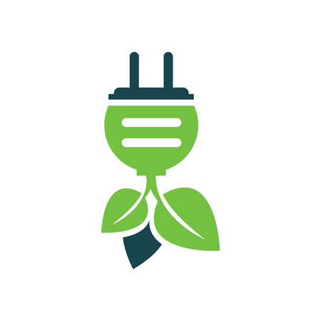 plug and leaf icon design greenのイラスト素材