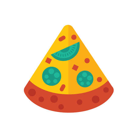 Slice Pizza icon  yellow and greenのイラスト素材