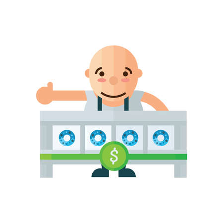 Donut vector and a man blue, green colorのイラスト素材