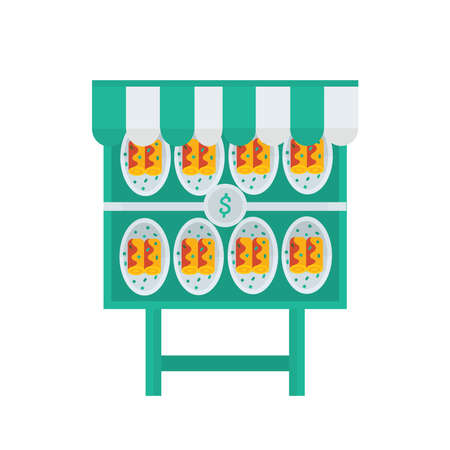 shop Jam Roll icon on dish Green, yellow Colorのイラスト素材