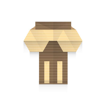 Ancient columns icon origami set.のイラスト素材