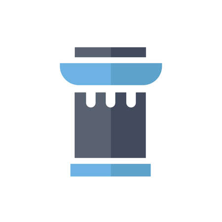 Ancient columns icon flat color.のイラスト素材