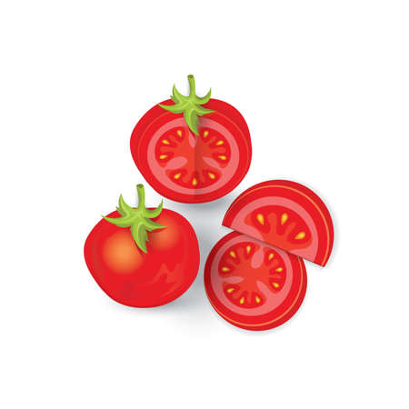 set of tomato icon and food vectorのイラスト素材
