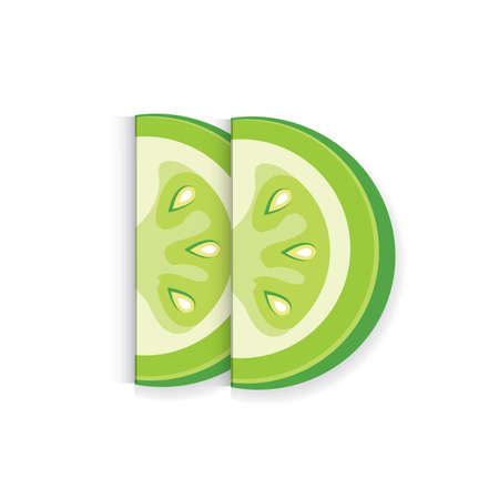 Sliced Green Tomato 3D Iconのイラスト素材