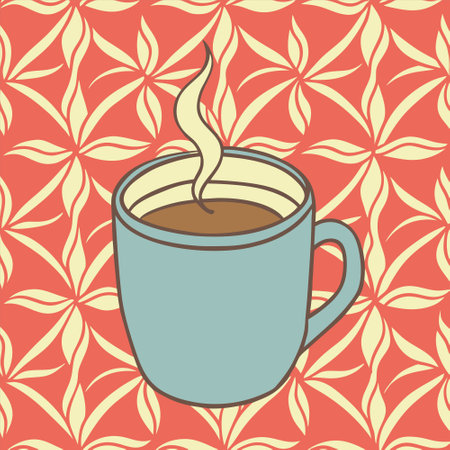 Set of vector illustration of a coffee cup with steam rising isolating on white backgroundのイラスト素材