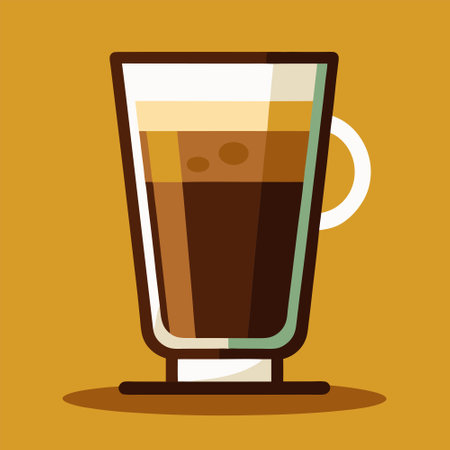 Caffeine drink in glass, isolated realistic coffee beverages with foam and whipped cream. Vector isolated cafe or restaurant, mug served with ice and cinnamon powder. Cocoa and latte, americanoのイラスト素材