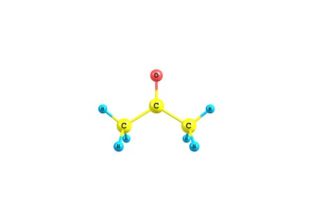 Acetone (propanone) is the organic compound with the formula (CH3)2CO. It is a colorless, mobile, flammable liquid, and is the simplest ketone.の写真素材