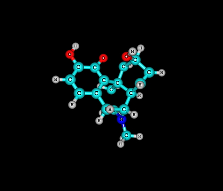 Morphine molecule isolated on blackの写真素材