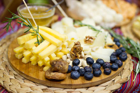 Still life with cheese, fig, grape, etcの写真素材