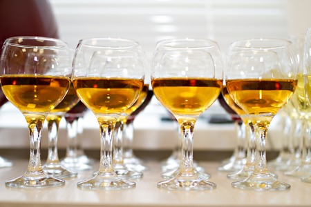 Several glasses of liquorの写真素材