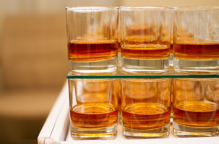 Several glasses of whisheyの写真素材