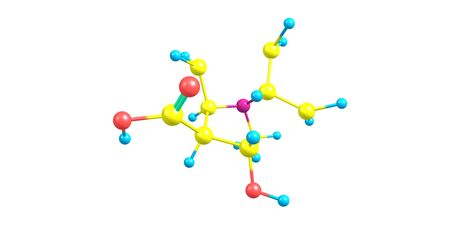 Ecgonine molecular structure isolated on whiteの写真素材