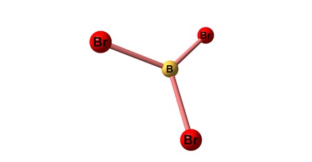 Boron tribromide molecular structure isolated on whiteの写真素材