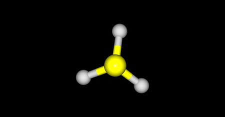 Phosphine or phosphane is the compound with the chemical formula PH3. It is a colorless, flammable, toxic gas and pnictogen hydride. 3d illustrationの写真素材