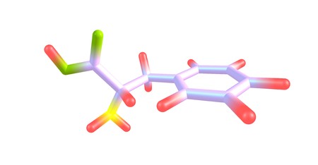 Phenylalanine molecular structure isolated on whiteの写真素材