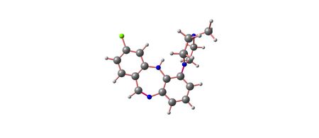 Clozapine molecular structure isolated on whiteの写真素材