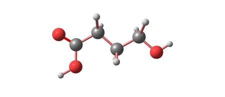 Hydroxybutyric acid or GHB or 4-hydroxybutanoic acid is a naturally occurring neurotransmitter and a psychoactive drug. It is a precursor to GABA, glutamate, and glycine. 3d illustrationの写真素材