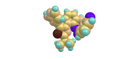 Dabrafenib is a drug for the treatment of cancers. It acts as an inhibitor, which plays a role in the regulation of cell growth. 3d illustrationの写真素材