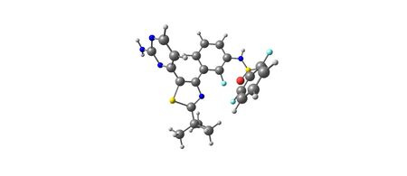 Dabrafenib is a drug for the treatment of cancers. It acts as an inhibitor, which plays a role in the regulation of cell growth. 3d illustrationの写真素材
