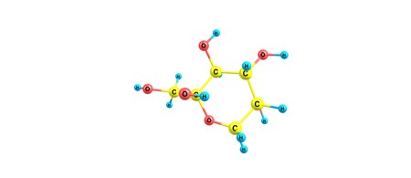 Beta-D-Fructopyranose molecular structure isolated on whiteの写真素材