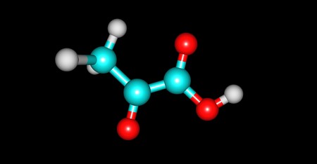 Pyruvic acid is the simplest of the alpha-keto acids, with a carboxylic acid and a ketone functional group. 3d illustrationの写真素材
